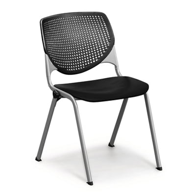Figo Stack Chair with Polypropylene Seat Black Poly Seat Back/Silver Frame