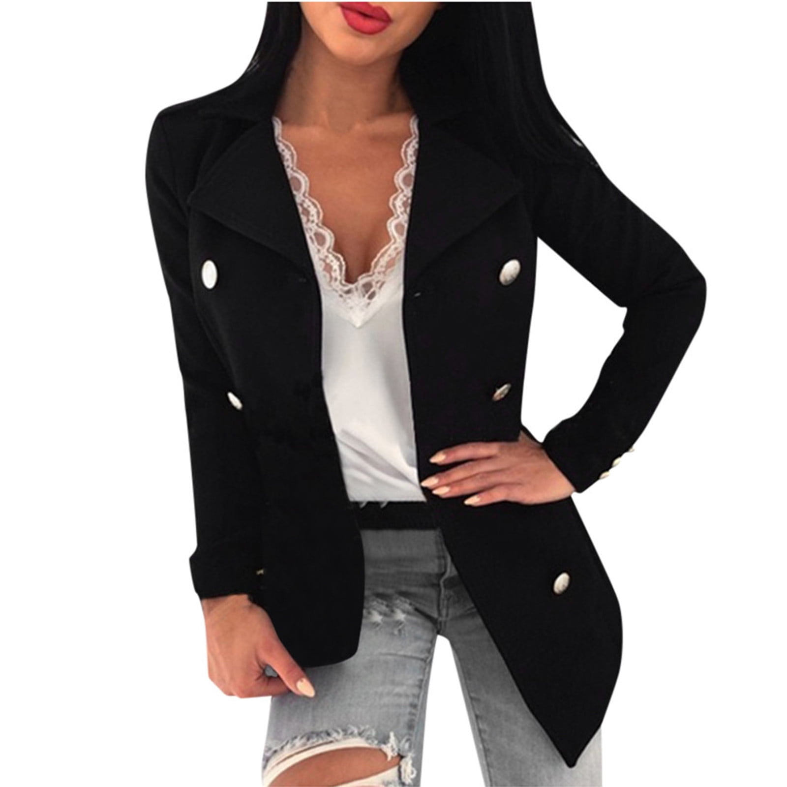 Figs Jacket Women Plus Size Womens Lady Long Sleeve Button Long Coats