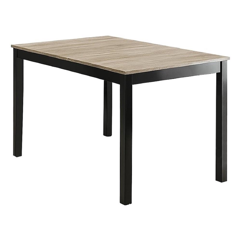 Figu Dining Table-Rectangular 48 Inch Sleek Brown Top-Black Wood Legs ...