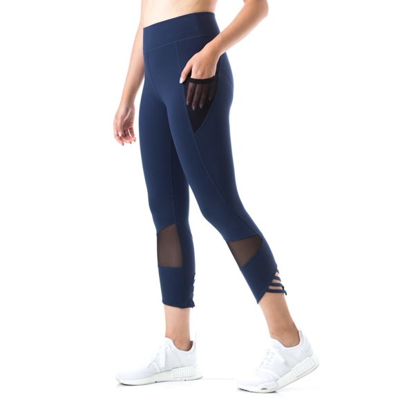 Figur Activ Women's Active Sports Performance Capri Leggings with Mesh & Pocket