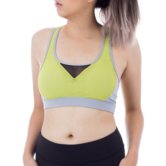 Figur Activ Women's Mesh Active Yoga Sports Bra with Lime Light Stylish Straps