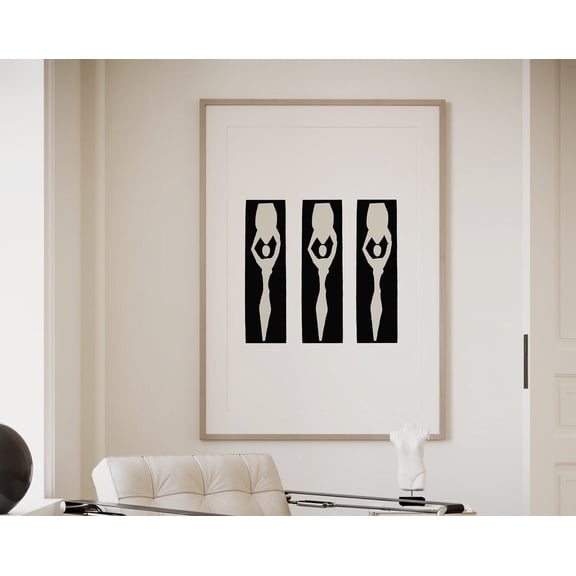 Figurative Abstract Art Print, Black And White Abstract Art, Abstract Figures, Minimal Modern Wall Art Wall Art, Modern Wall Decor, 8x12 UNFRAMED