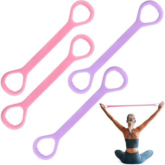 Figure 8 Fitness Resistance Bands, 4-Pack TPE Workout Bands for Women, Arm Toner for Gym, Yoga, Physical - Strength & Stretching Elastic Ropes