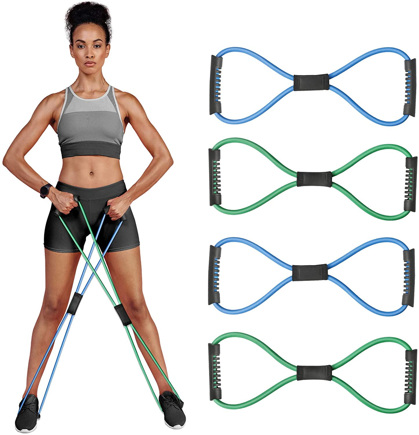 Figure 8 Fitness Resistance Bands with Handles Exercise Tube Band Set of 4 for Arm and Shoulder Stretch Walmart