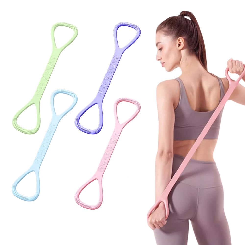 Figure 8 Resistance Band, Silicone Exercise Band with Anti-Slip Handles for Yoga Pilates Strength Training