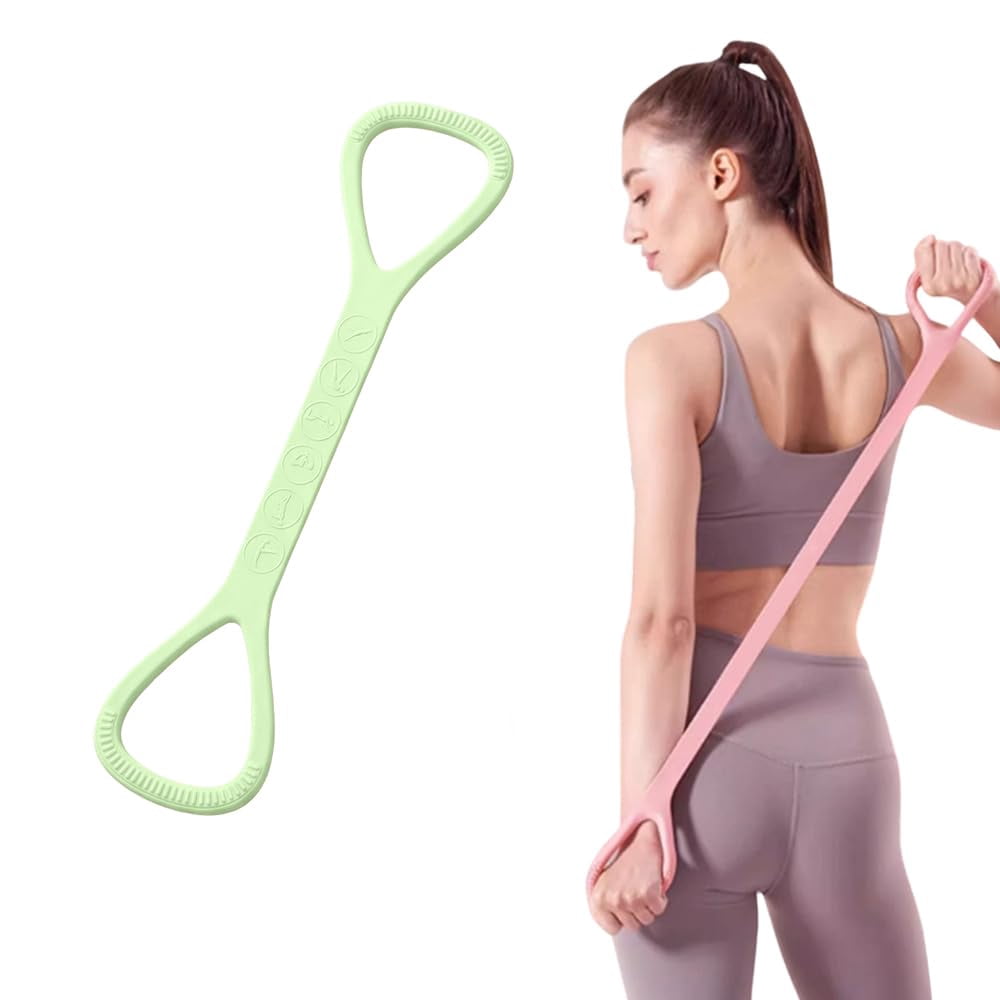 Figure 8 Resistance Band, Silicone Exercise Band with Anti-Slip Handles for Yoga Pilates Strength Training