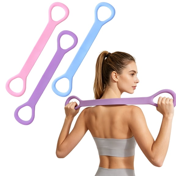 Figure 8 Resistance Band, Silicone Exercise Band with Handles, Elastic Stretch Rope for Arm, Back & Shoulder Training, Yoga & Pilates