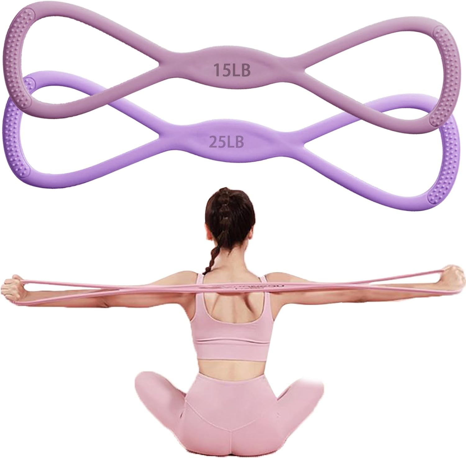 Figure 8 Resistance Bands,15LB/25LB/35LB Exercise Band, Upgraded High Elasticity Resistance Band for Women,Workout Home Gym Stretching Pilates