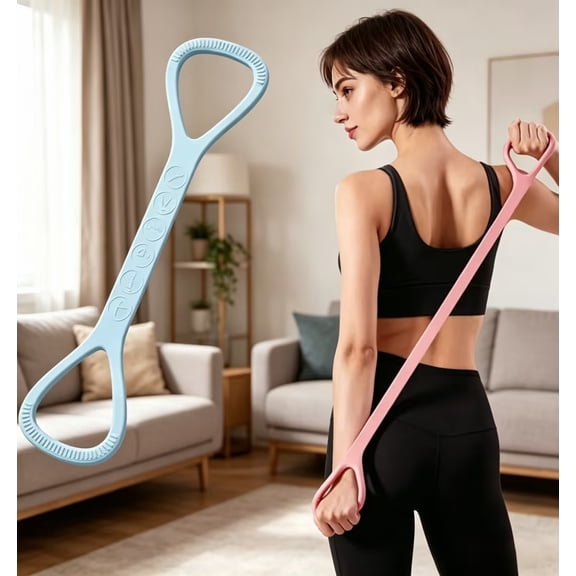 Figure 8 Resistance Bands with Handles, 2026 New 8 Shaped Silicone Exercise Bands for Arms, Back, Shoulders, and Chest Workouts, 20 lb Arm Workout Stretch Bands for Women Men