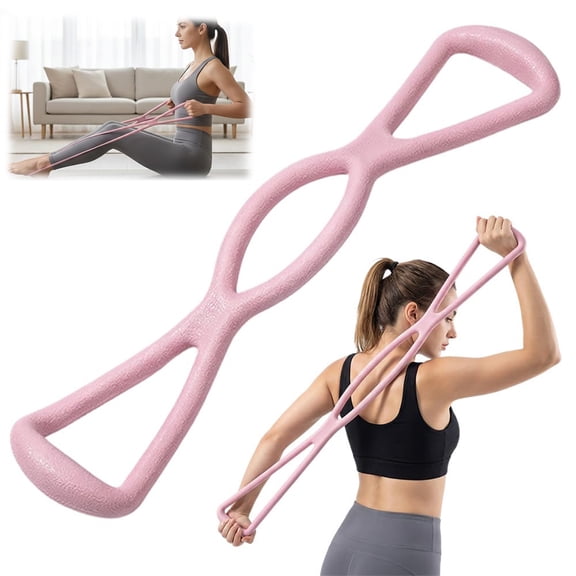 Figure 8 Resistance Bands with Handles, Silicone Exercise Bands for Women Men Arm Back Shoulder Training, Elastic Ropes for Yoga Pilates Home Gym(Pink)