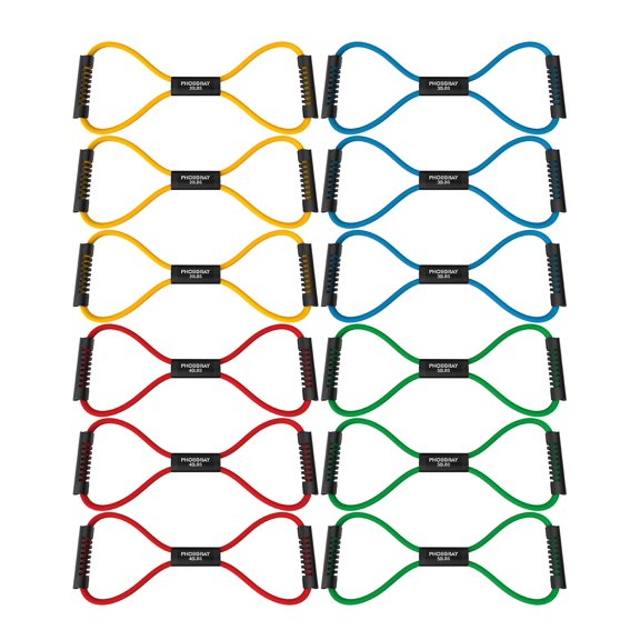 Figure 8 Resistance Bands Set - 3 Packs (4 Bands Each, 12 Total) - Ideal for Arm & Shoulder Stretching, Strength Training - for Women and Men