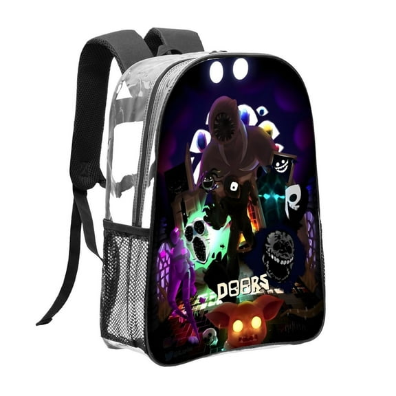 Figure Doors-theme Clear Backpack Heavy Duty Transparent Bag See Through Bookbag for Work, Sport, College, Travel12.2X16.9"(31X43cm)