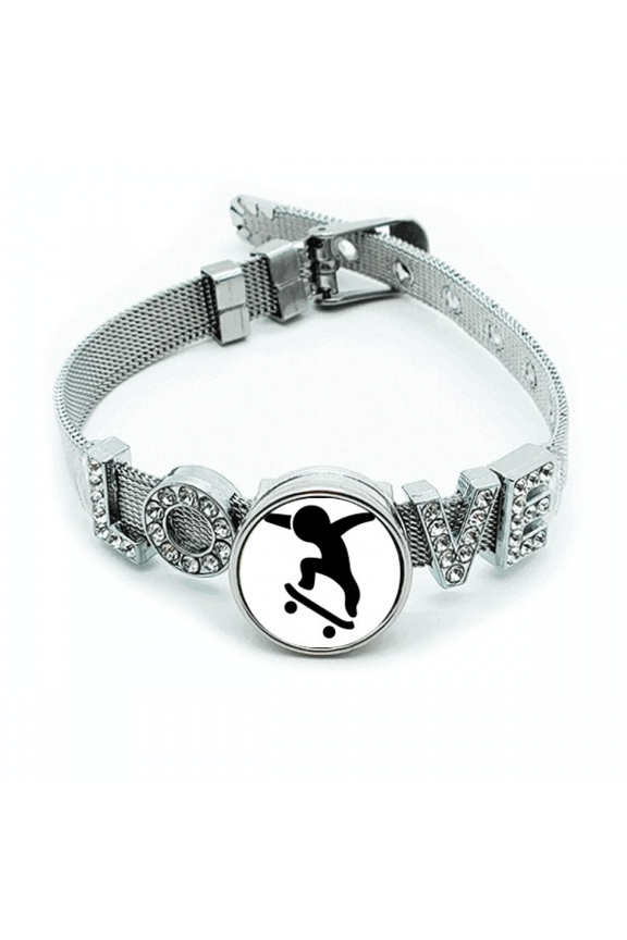 Figure Form Skateboarding Bracelet Wristband Crystal Love Adjustable Bangle