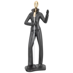 Black Resin Musician Figurine Modern Sculpture Decorative Musical Artist Model for Home Office Desk Shelf Display