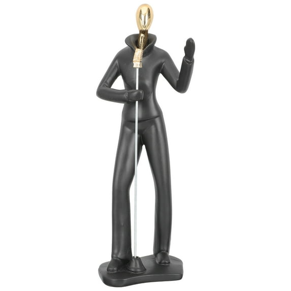 Black Resin Musician Figurine Modern Sculpture Decorative Musical Character Model for Home Office Desk Shelf Display