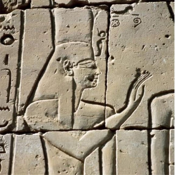 Figure Represented in Stone Wall Egyptian Art Poster Print - 18 x 24 in.