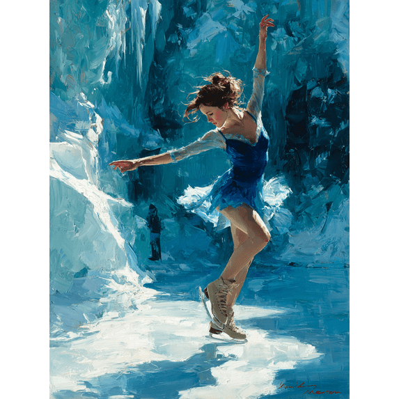 Figure Skater Canvas Wall Art, Elegant Ice Skating Sports Print, Modern Home Decor