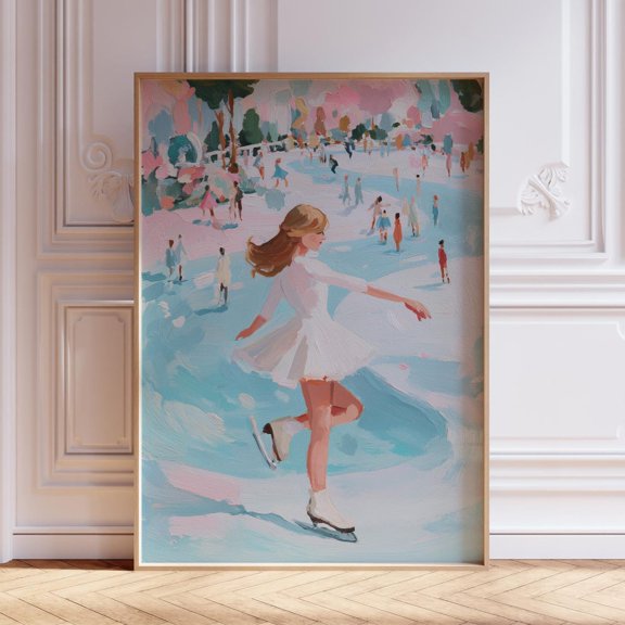 Figure Skating Minimal Sports Wall Art Decor Unframed Paper Print