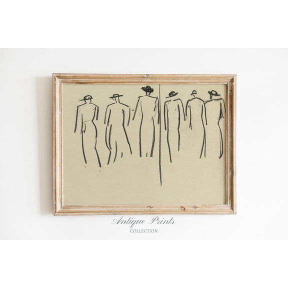 Figure Sketch Vintage Drawing, Gentleman, Neutral Minimalist Antique Sketch Art, Poster Decor, Unframed Poster Size 12x18