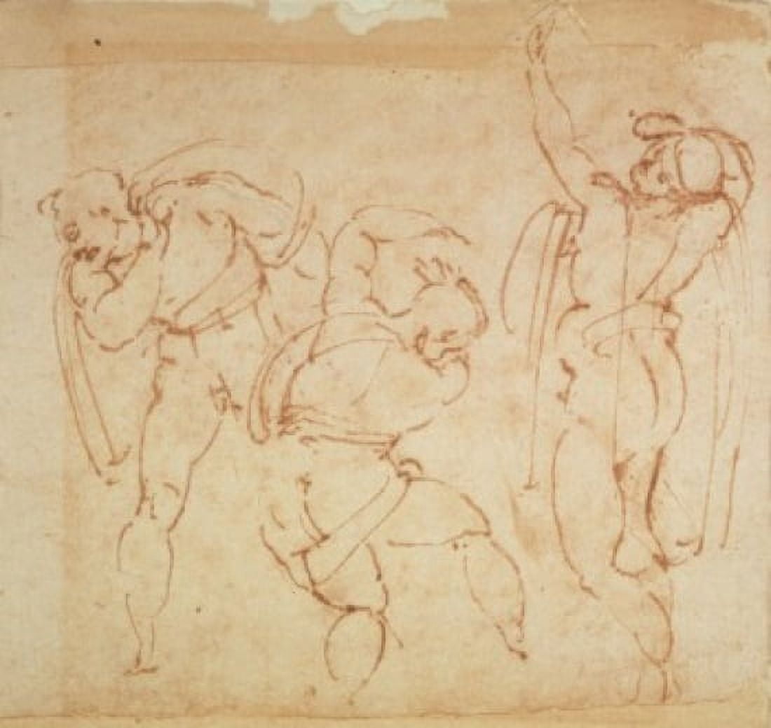 Figure Sketches Michelangelo Buonarroti (1475-1564 Italian) Galleria Degli Uffizi Florence Italy Canvas Art - Michelangelo Buonarroti (18 x 24)
