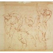 Figure Sketches Michelangelo Buonarroti 1475-1564 Italian Galleria degli Uffizi Florence Italy Poster Print - 18 x 24 in.