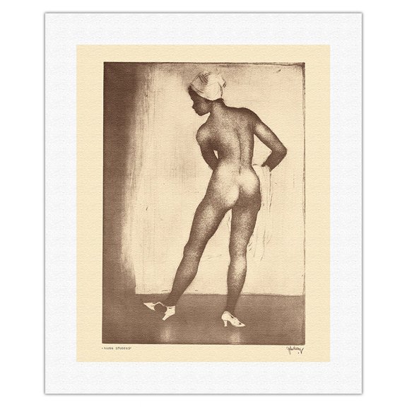 Figure Studies - Hawaiian Native Girl - from Etchings and Drawings of Hawaiians - Vintage Drypoint Etching by John Melville Kelly c.1940s - Fine Art Rolled Canvas Print (Unframed) 16in x 20in