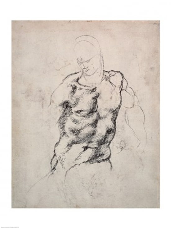 Figure Study Canvas Art - Michelangelo Buonarroti (18 x 24)