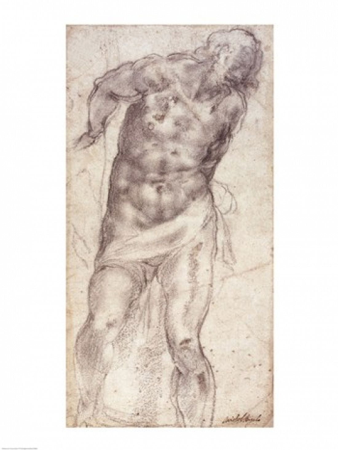 Figure Study Canvas Art - Michelangelo Buonarroti (18 x 24)