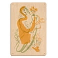 thumbnail image 1 of Figure Woman with Flowers - From an Original Watercolor Painting c.1940 - 8 x 12 inch Vintage Wood Art Sign, 1 of 4
