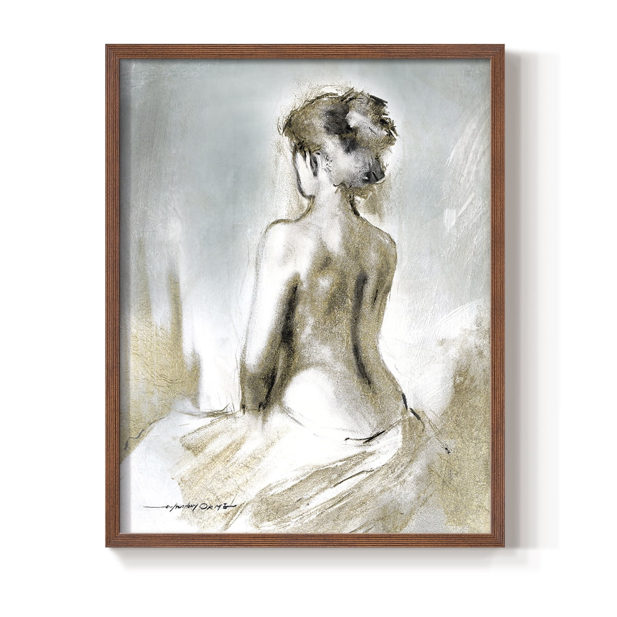 Figure in Golden Light II in Paper Solid Wood 11 x 14 Framed Print