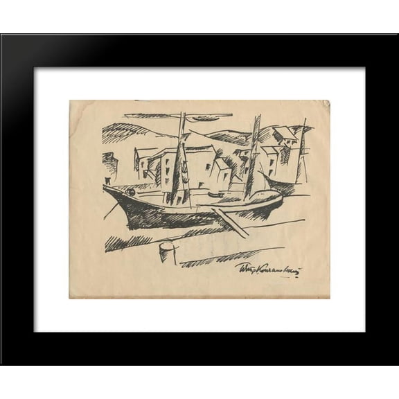 Figure in a collection of poems 'Autographs' 20x24 Framed Art Print by Pyotr Konchalovsky