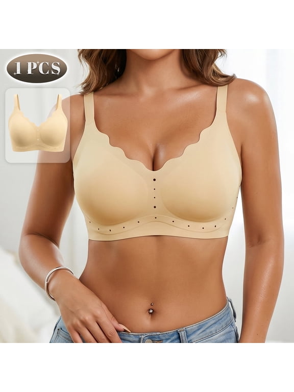 Women Seamless Jelly Support Bra Wireless Breathable Comfort Back Smoothing Bra S-XXL