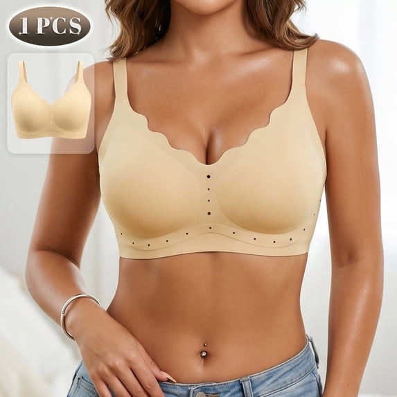Figurecity Women Seamless Jelly Support Bra Wireless Breathable Comfort Back Smoothing Bra S-XXL
