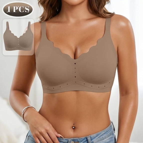 Figurecity Women Seamless Jelly Support Bra Wireless Breathable Comfort Back Smoothing Bra S-XXL