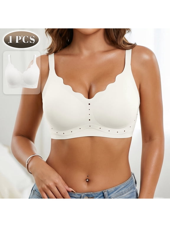 Women Seamless Jelly Support Bra Wireless Breathable Comfort Back Smoothing Bra S-XXL