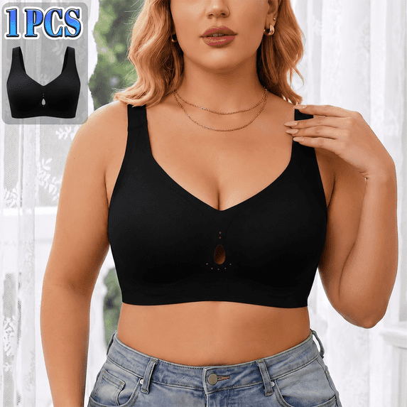 Figurecity Women's Plus Size Seamless Jelly Bra Wireless Comfort Convertible Straps XL-5XL