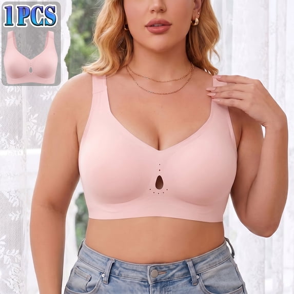 Figurecity Women's Plus Size Seamless Jelly Bra Wireless Comfort Convertible Straps XL-5XL