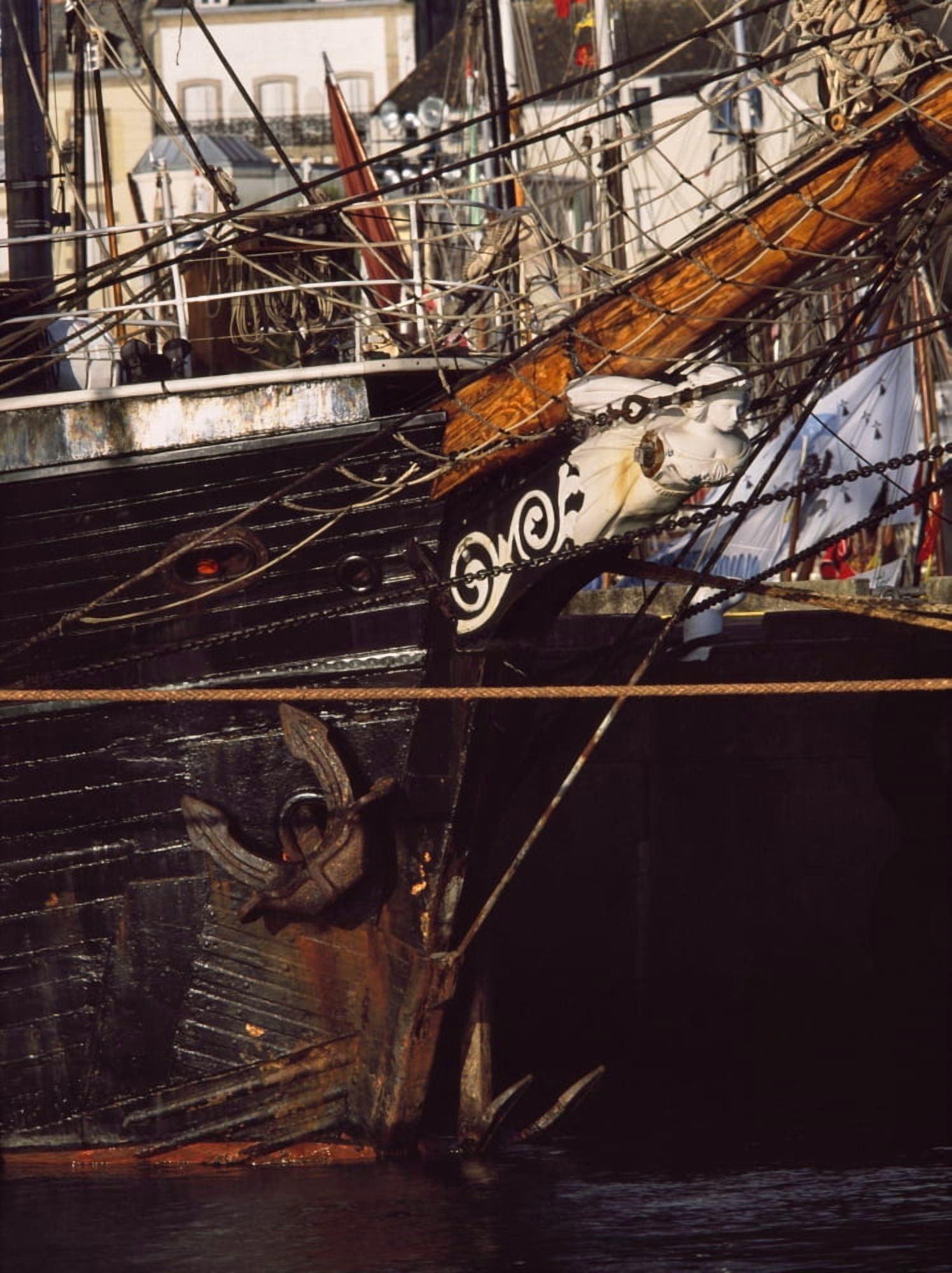 Figurehead on tall ship in Douarnenez harbor Finistere Brittany France Canvas Art - Panoramic Images (36 x 24)
