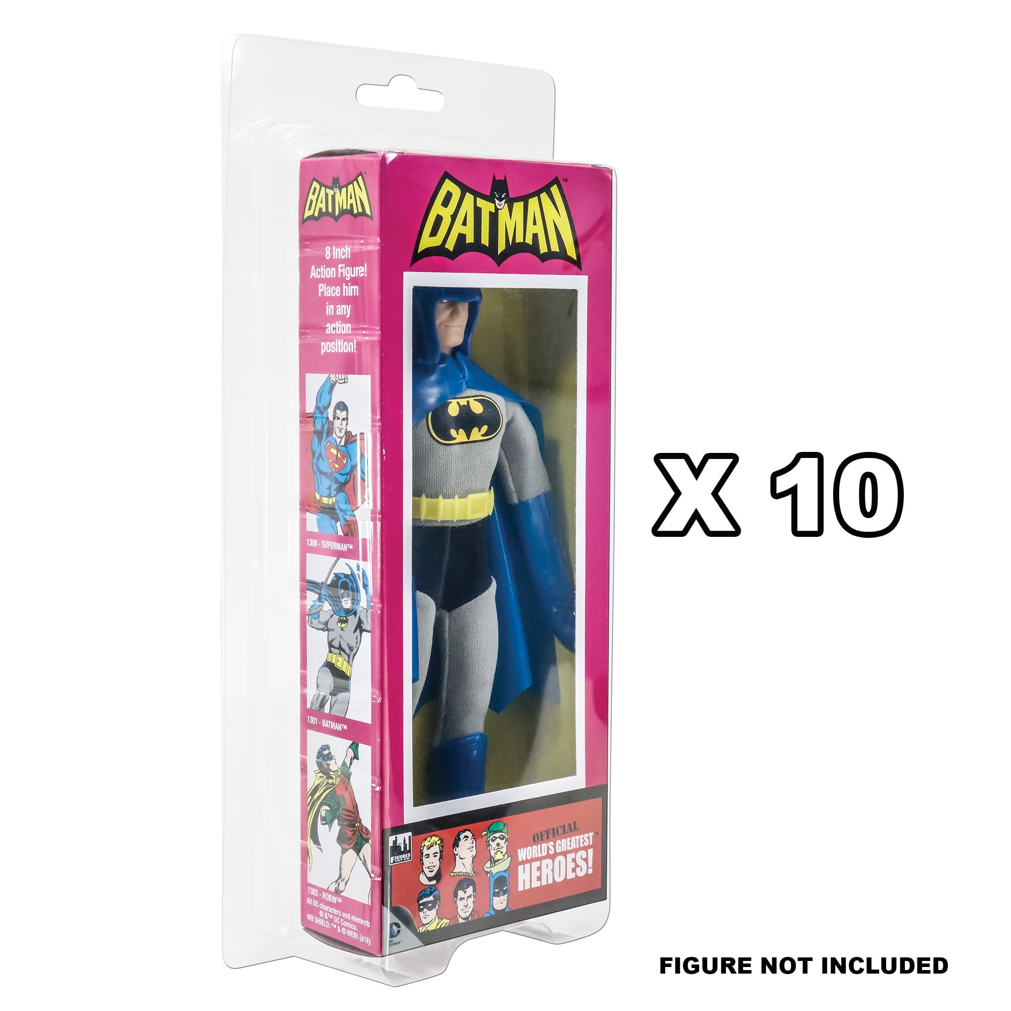 Figures Toy Company Set of 10 Clamshell Protective Cases for FTC or Mego DC Comics Boxed 8 Inch Figures