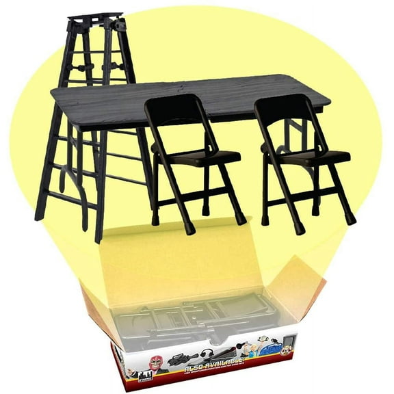 ULTIMATE Ladder, Table & Chairs Black Playset For WWE & AEW Wrestling Action Figures