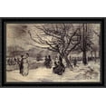thumbnail image 1 of Figures in a Park 40x26 Large Black Ornate Wood Framed Canvas Art by Vincent van Gogh, 1 of 2