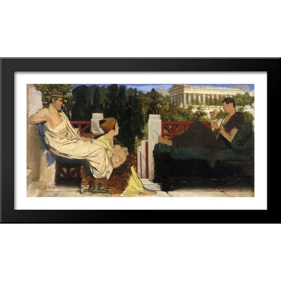 Figures on the Terrace by the Acropolis 40x22 Large Black Wood Framed Print Art by Sir Lawrence Alma Tadema
