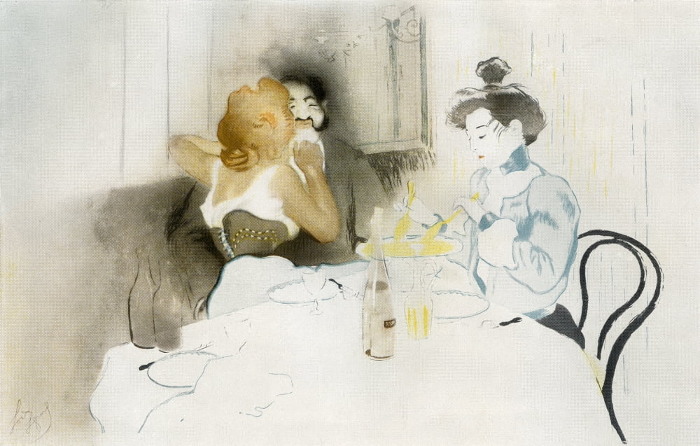 Figures seated in a caf Canvas Art - Ken Welsh Design Pics (18 x 11)