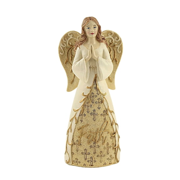 Figurine Faith Angel Polyresin Praying Hands Cross Church 20491