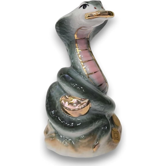 Figurine Big Emerald Snake 5.25"H Gift for New Year and Christmas Holidays, Symbol of 2025