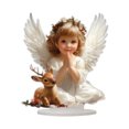 thumbnail image 1 of Figurine Decor Christmas Praying Angel Reindeer Acrylic Stand for Tabletop Desktop Holiday Home Decoration Festive Display Holiday Gifting, 1 of 9