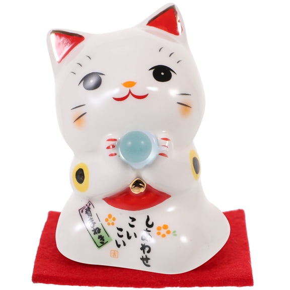 Figurine Fortune Adornment Table Decor Kitten Toys The White Ceramics