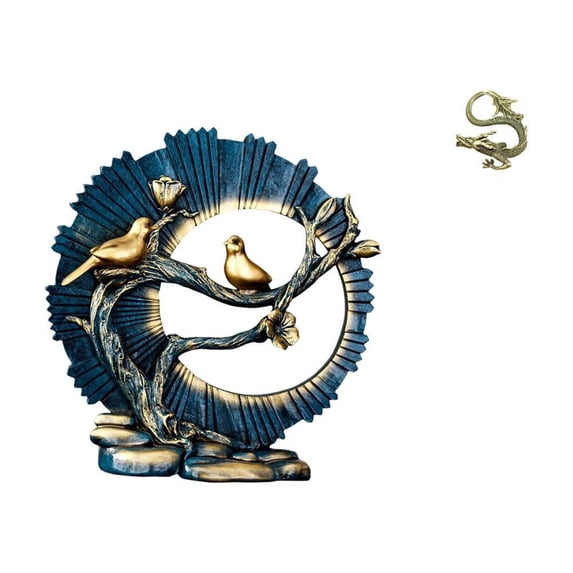 Figurine Knick Knack Ornament Brass Sculpture Compact Resin Art for Living Room Desk Bedroom Office Decor