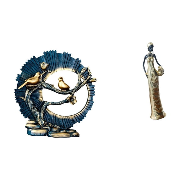 Figurine Knick Knack Ornament Sculpture Resin Material for Living Room Bedroom Desk Decoration Art