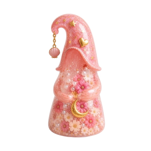 Figurine Pink Resin Floral Celestial Accent Whimsical Home Decor 1 Pack for Bedroom Shelf Table Display